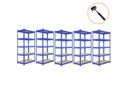 Estantes metálicos azules Meta3 Q Rax de 120 cm y 2 estantes metálicos azules Monstershop de 90 cm