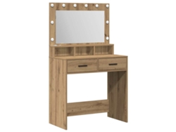 Mesa Tocador | Mesa De Vestidor Con Cajón Roble Artesanal 79 X 41 X 135 Cm