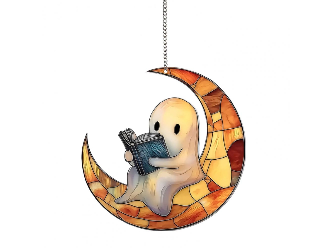 Fantasma colgante acrílico de la serie Sun, colgante decorativo de Halloween para ventanas y porches, estilo Viewleaf H