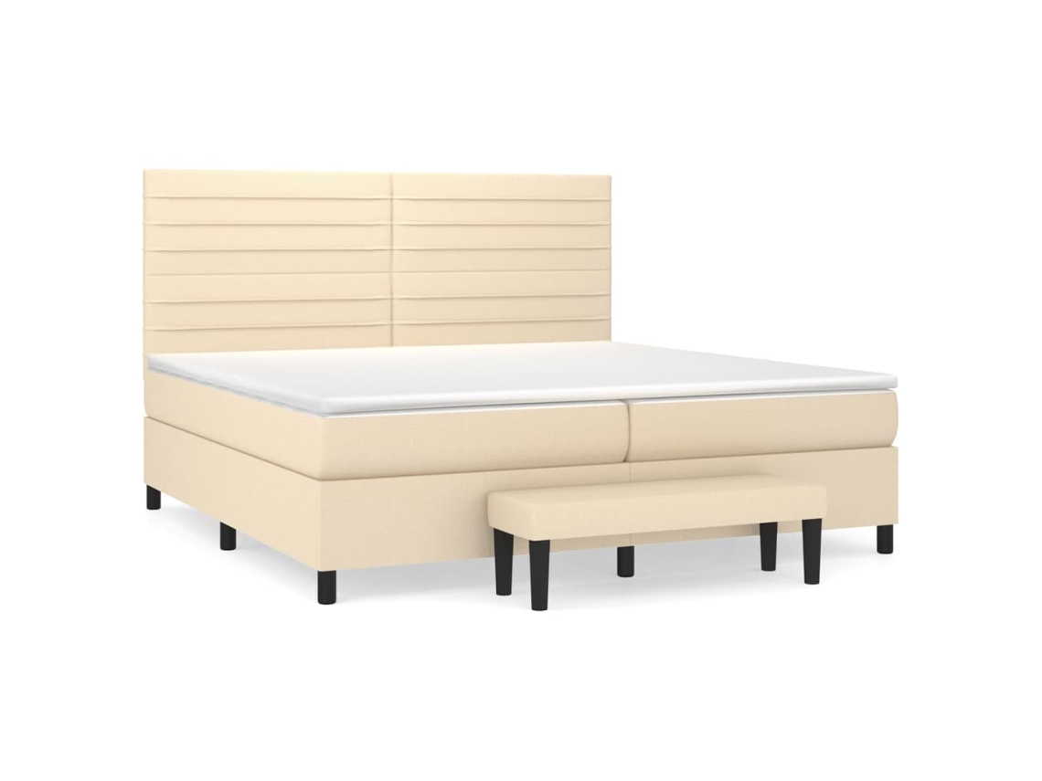 Maison Exclusive - Cama Box Spring Con Colchón Tela Color Crema 200x200 Cm