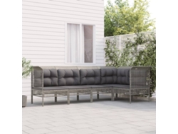 Conjunto de jardín de 5 piezas con cojines, ratán gris, DKD Home Decor