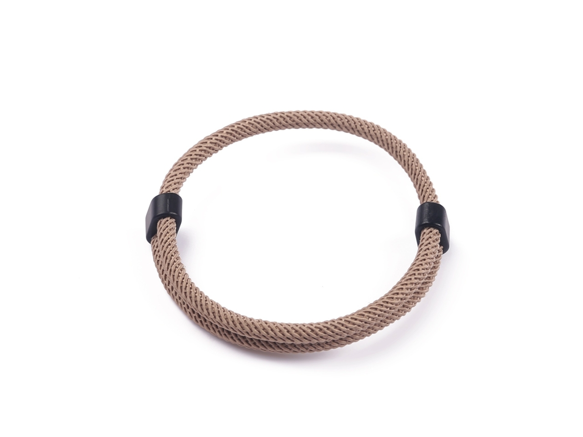 Pulsera ajustable tejida a mano para parejas con anclas beige.