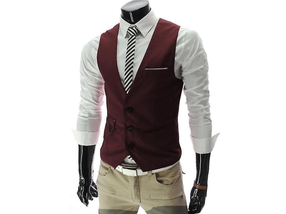 Chaleco Formal Slim Fit Para Hombre Con Cadena Peaky Blinders Rojo Vino L Rojo Vino