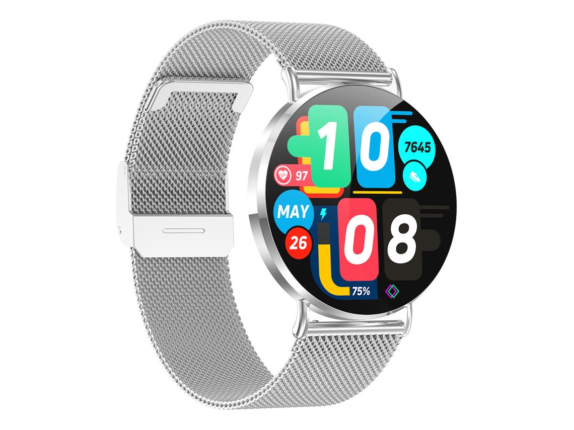 Smartwatch YIZHOOD KM88 1.32 inch Llamada Bluetooth IP67 Impermeable Monitor de Salud 200mAh (Android y IOS - Plata)