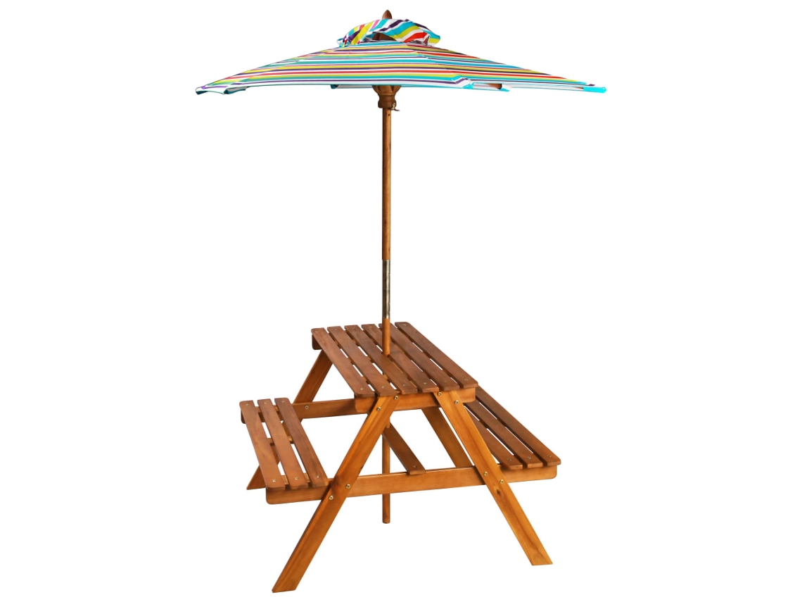 Mesa de picnic con sombrilla 79x90x60 cm Acacia maciza MAISON EXCLUSIVE