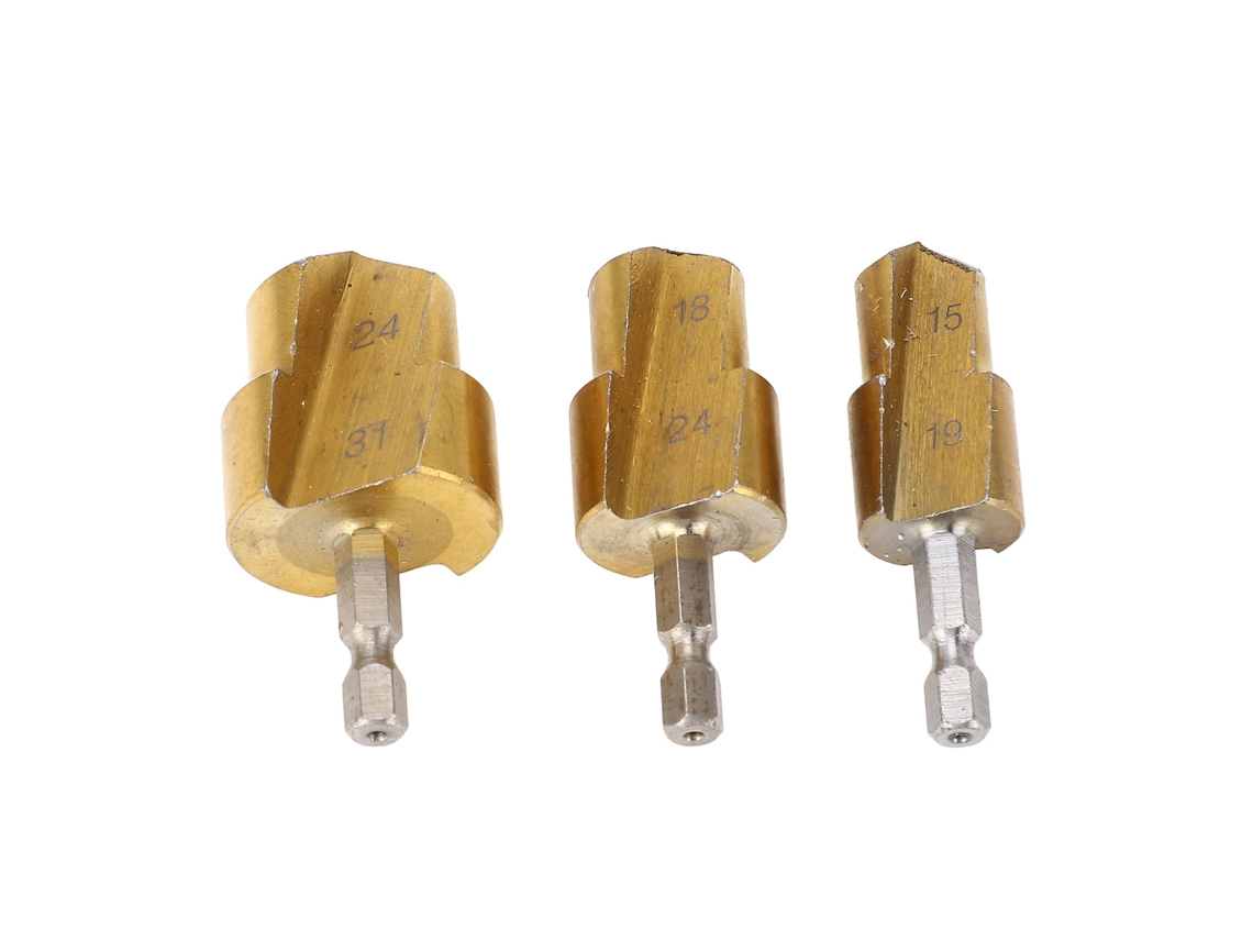 3pcs Brocas De Expansión Para Tuberías Ppr/pvc Acero Carburado Mango Hexagonal 19/24/31mm