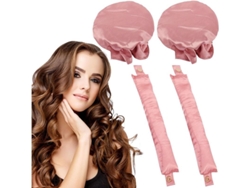 Kit De Rizador De Pelo Sin Calor De 4 Piezas Con Redecilla, Herramientas Para Peinar El Cabello En Casa (rosa)