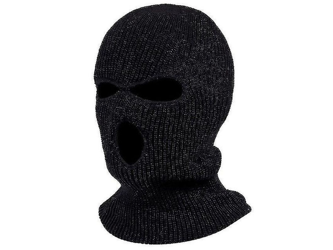 Pasamontañas Acolchado Unisex De Invierno Con 3 Agujeros, Mangas Completas, Tejido De Punto Negro, Gorro Para Esquí/snowboard