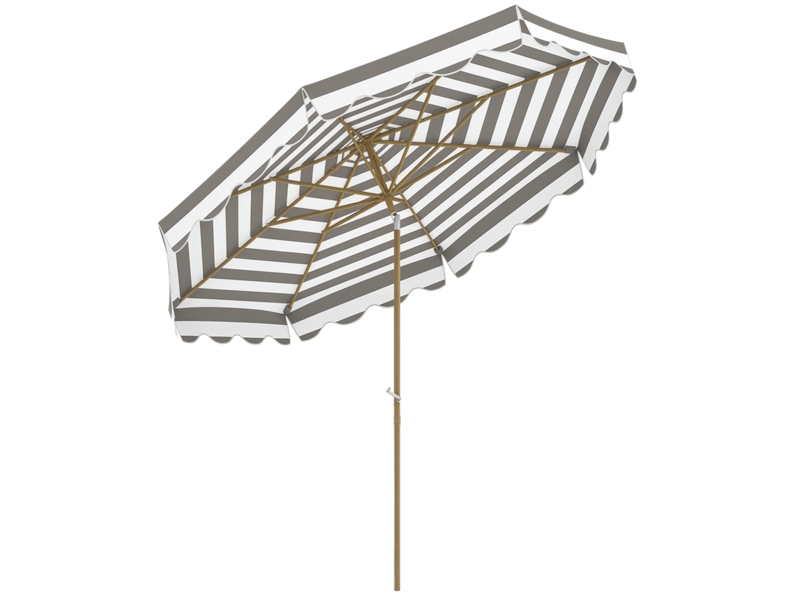 Sombrilla Grande Con Protección Uv 50+ Y Toldo Ajustable Para Jardín Patio Y Terraza Ø2,68x2,37 M Rayas Gris Y Blanco