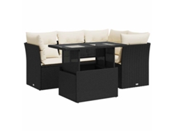 Maison Exclusive - Set De Muebles De Jardín 5 Pzas Y Cojines Ratán Sintético Negro