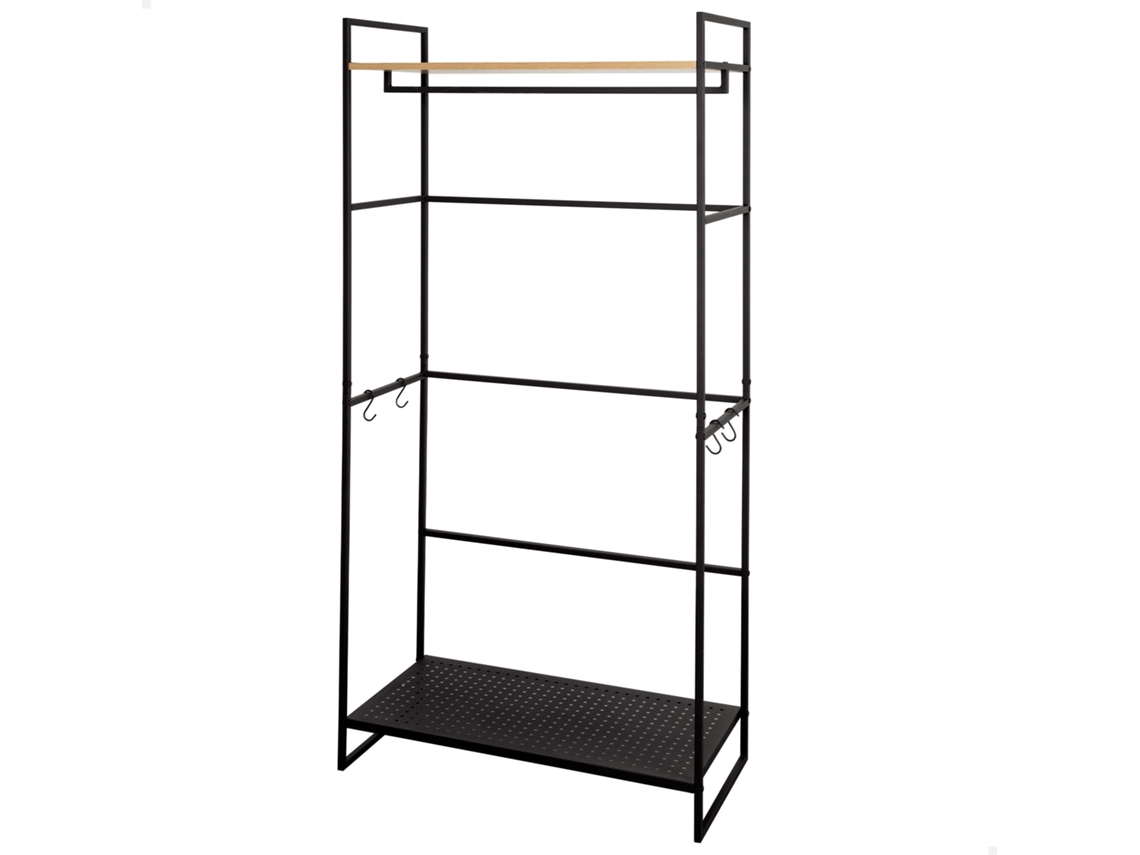MAX HOME Armario abierto madera y acero 2 estantes 83x39x167 cm