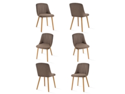 Sillas De Comedor Goeurvant 993(pack De 6, Marrón Moca, Tela)
