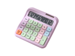Calculadora De Escritorio De 12 Dígitos Con Gran Pantalla Lcd, Botones, Alimentación Solar Y A Pilas, Ideal Para La Escuela, La Oficina Y El Hogar - Morada
