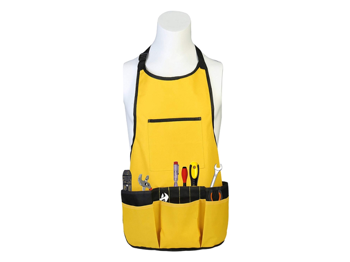 Delantal de trabajo unisex con 14 bolsillos, tejido Oxford resistente, para aficionados al bricolaje.