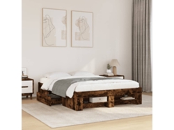 Estructura De Cama Sin Colchón Madera Roble Ahumado 120x190 Cm