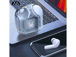 Fones de Ouvido Sem Fio com Visor Led, Cancelamento de Ruído e À Prova D'água. MDUG (azul)
