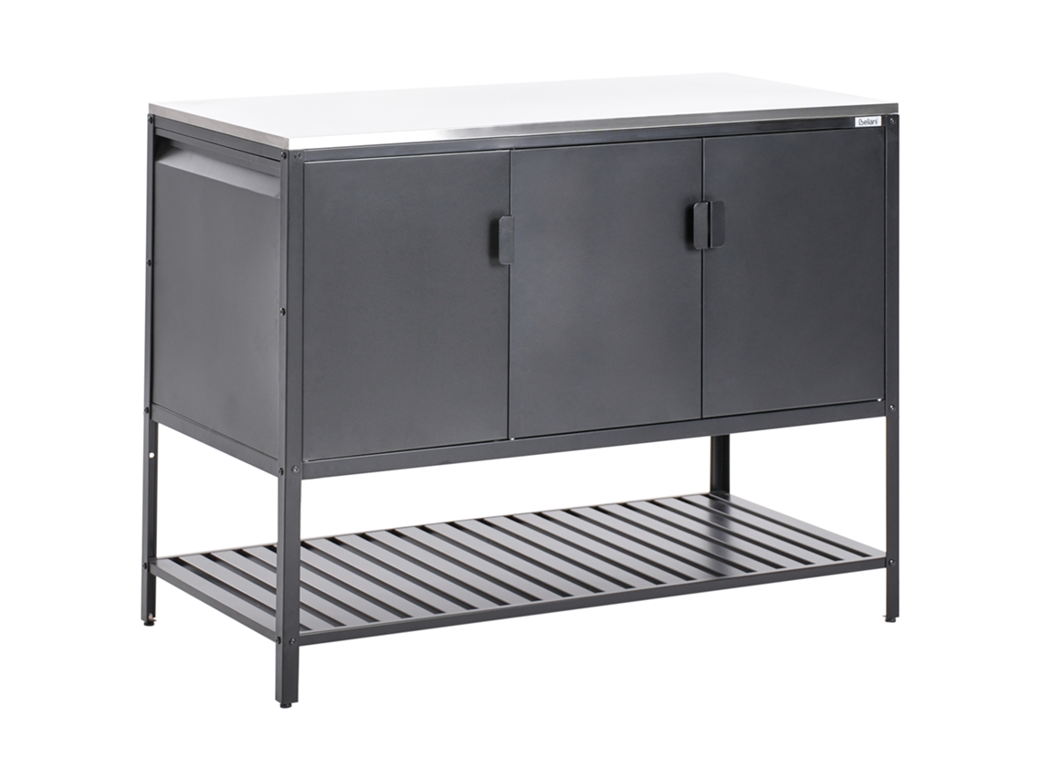 Cocina de jardín Beliani Maenza de acero plateado, 120 x 60 x 93 cm