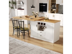Mesa De Bar Extensible 120-180cm - Con Función De Rotación 360° Y Almacenamiento - Blanco