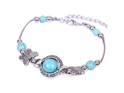Pulsera de cuentas turquesas para mujer, encantadora pulsera de aleación metálica, ideal para regalar. Nostalgia88