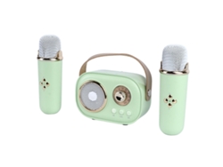 Mini Máquina De Karaoke Portátil Con 2 Micrófonos Inalámbricos Y Altavoz Bluetooth.