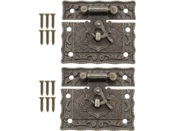 Set De 2 Pestillos Antiguos De Hierro Bronceado Deslizantes Para Baúles, 50x42 Mm Con Tornillos