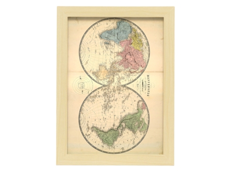 NACNIC Pósters Geográficos En Estilo Vintage Mapamundi En Hemisferios Ilustraciones De Antiguos Mapamundis En Tonos Sepia Tamaño A3, Con Marco Negr...