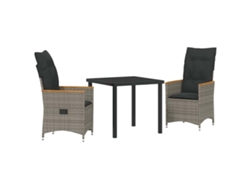 Conjunto De Comedor De Jardín 3 Uds | Mueble De Jardín Gris Ratán Sintético