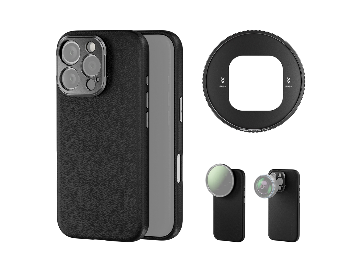 Funda para teléfono Neewer para 16 Pro, funda protectora duradera de TPU/PC con monturas para lentes de 17 mm (¡No compatible con 16 Pro Max!)