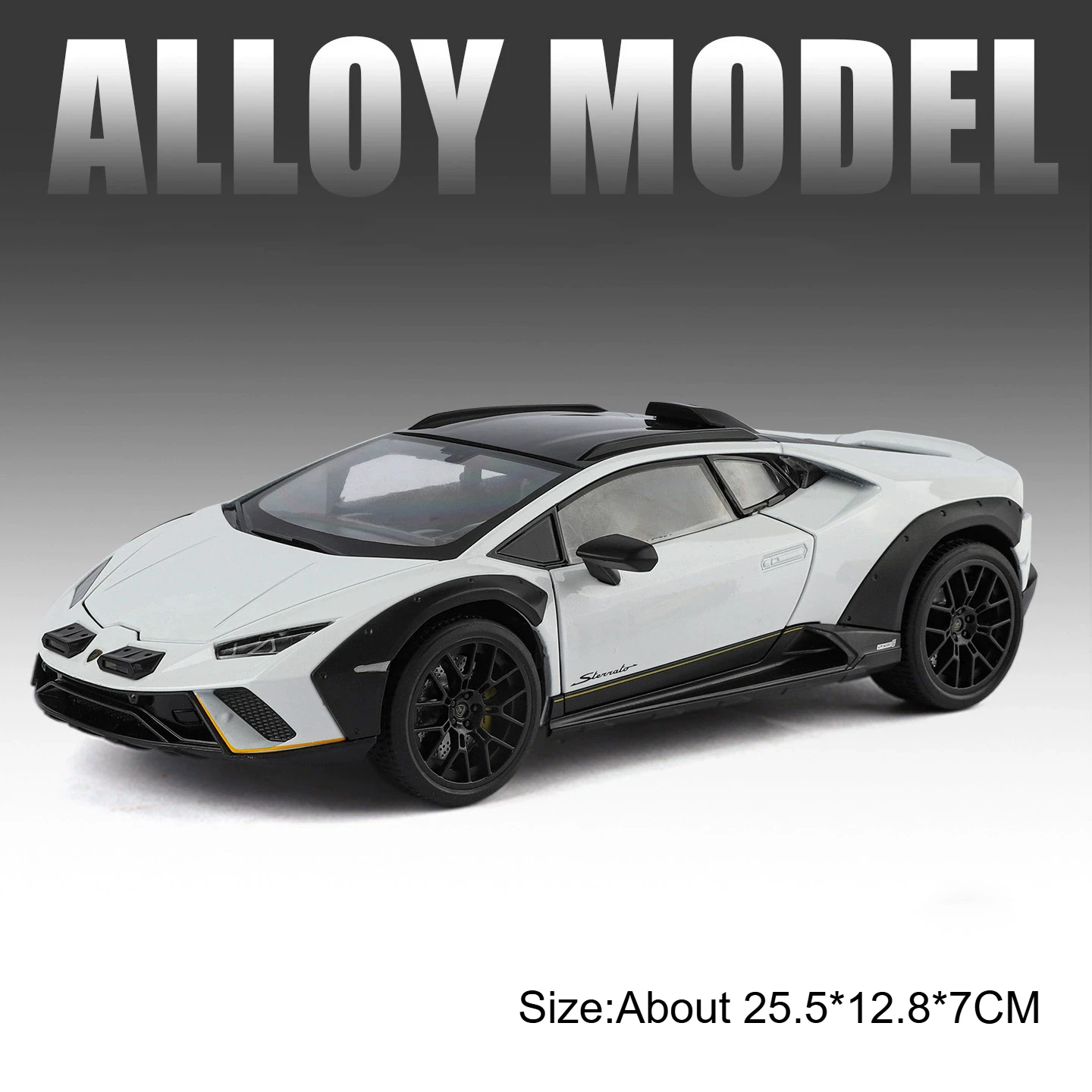 (Huracán Blanco) Escala 1:18 - Modelo de coche - Funciones de sonido y luz