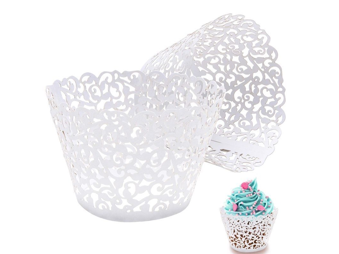 Soportes desechables de plástico transparente para cupcakes individuales Rebe-Clear Linjou, color blanco, 50 unidades.