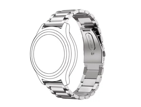 Correa de reloj de acero inoxidable de 22 mm para Huawei Watch GT2e GT2 de 46 mm con tres hebillas planas (plateada)