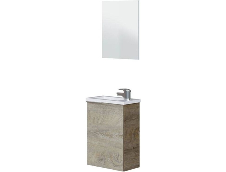 Mueble de Baño ARKITMOBEL Compact (Roble Alaska - Melamina, Resina y Aluminio - 40 x 22 x 58 cm)