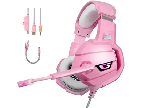 Auriculares estéreo envolventes para juegos de 3,5 mm, diadema para auriculares con luz LED, micrófono para teléfonos inteligentes, PC, PS4, PS Vis...