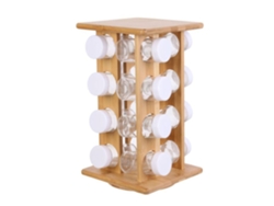 Expositor de especias - Cook Concept - Dispensador giratorio de 16 recipientes - Madera de bambú - Beige - Al. 31 x 17,5 x 17,5 cm