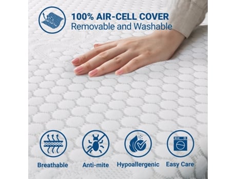 Cubrecolchón Doble de espuma viscoelástica protectores de colchón 6 cm Cubrecolchón desenfundable Antibacteriano y antihongos 135 x 200 THE WHITE S...