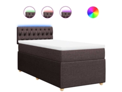Maison Exclusive - Cama Box Spring Con Colchón Tela Marrón Oscuro 80x200 Cm