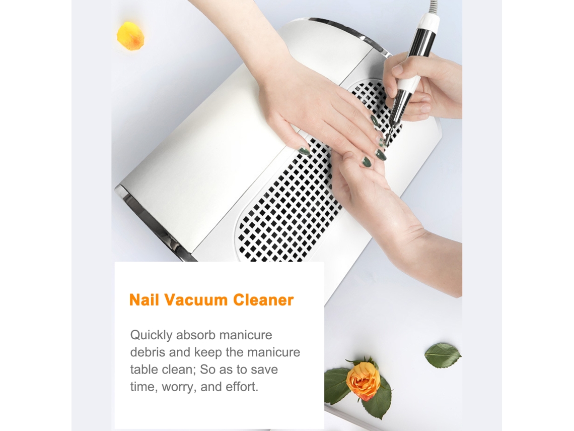 Colector de polvo para uñas de 40 W, de bajo ruido y alta potencia, con 3 ventiladores y reposamanos.