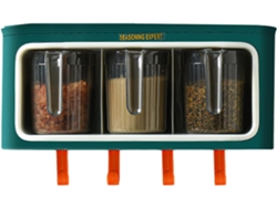 Estante Para Especias Montado En La Pared Con Ganchos Para Cocina, Frascos De Vidrio, Sal, Azúcar Y