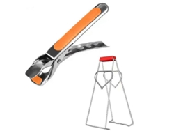 Pinza Antiquemaduras De Acero Inoxidable Con Agarre Antideslizante Para Sartenes De Freidora De Aire Y Otros Recipientes Calientes Naranja