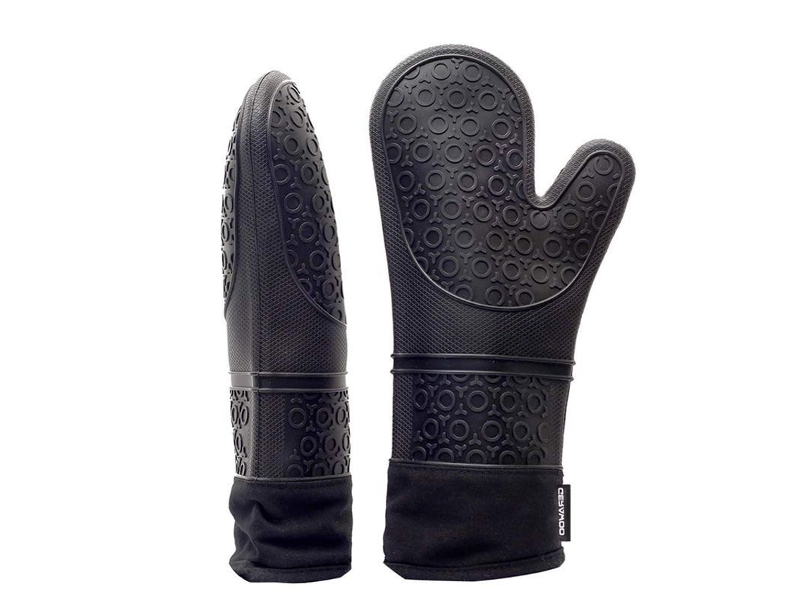 Guantes De Silicona Para Horno Linjou, Resistentes Al Calor, Protectores De Antebrazo Para Uso En La Cocina (negro)