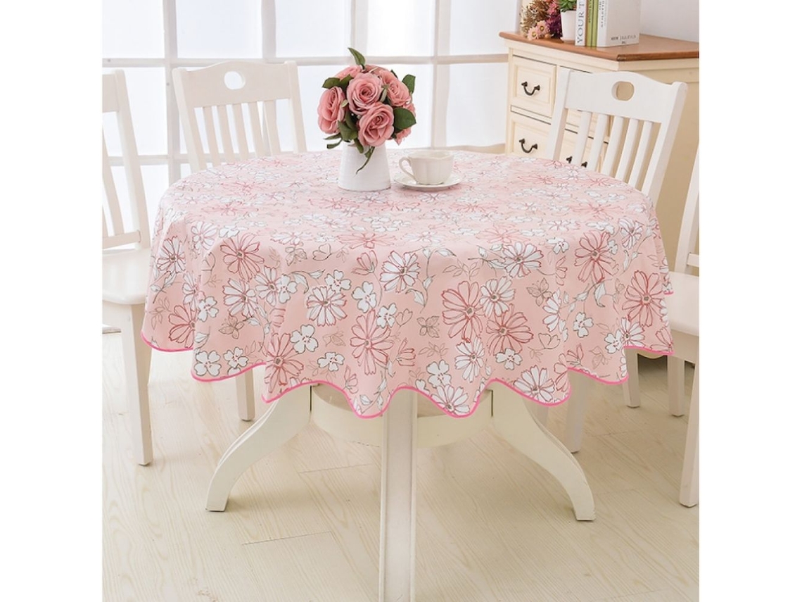 Mantel redondo reutilizable de vinilo floral, impermeable, aislante del calor, para mesa de centro y comedor, con protector antiarrugas.