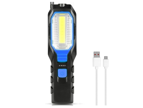 Lámpara de inspección USB Antorcha COB LED Luces de trabajo recargables 2800mAh Linterna portátil con base magnética, rotación de 90 Luz de camping...