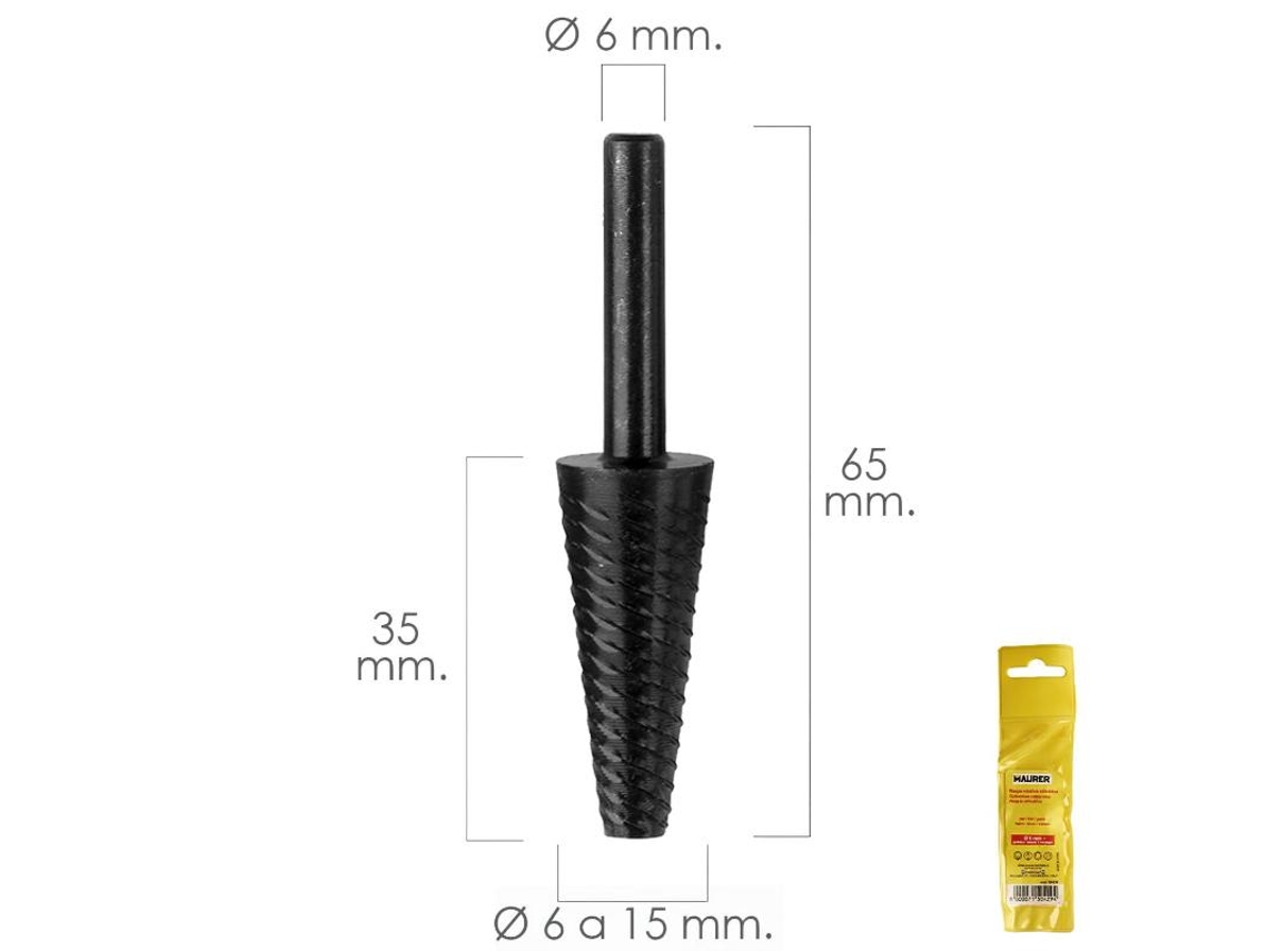 Fresa Rotativa Para Metal Conica Ø 6 a 15 mm Para Taladro / Fresadora MAURER