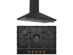 Placa de gas Solthermic® Combo Pack BL032 Negro Rústico 70 Ventilador Extractor 90