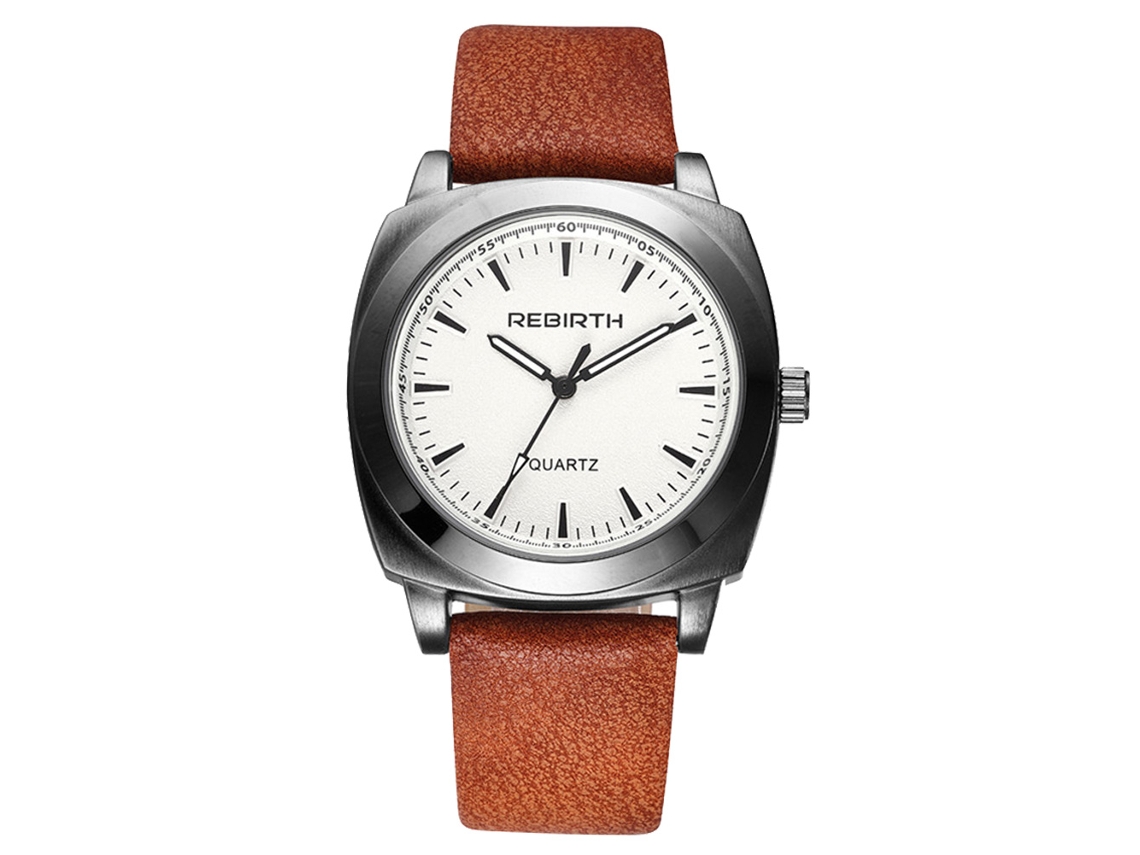 Reloj De Pulsera Analógico De Cuarzo Con Correa De Cuero, Esfera Redonda, Estilo Moderno (marrón-rojo)