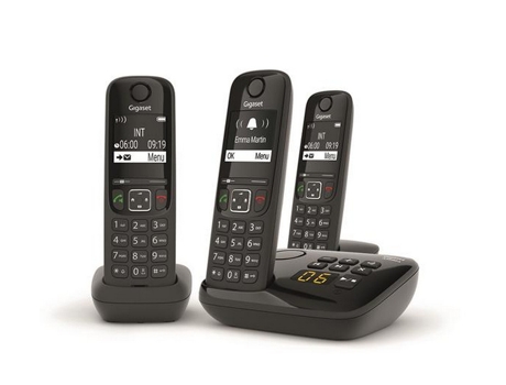 Teléfono Inalámbrico Trio Dect Negro con Contestador As690Atrionoir