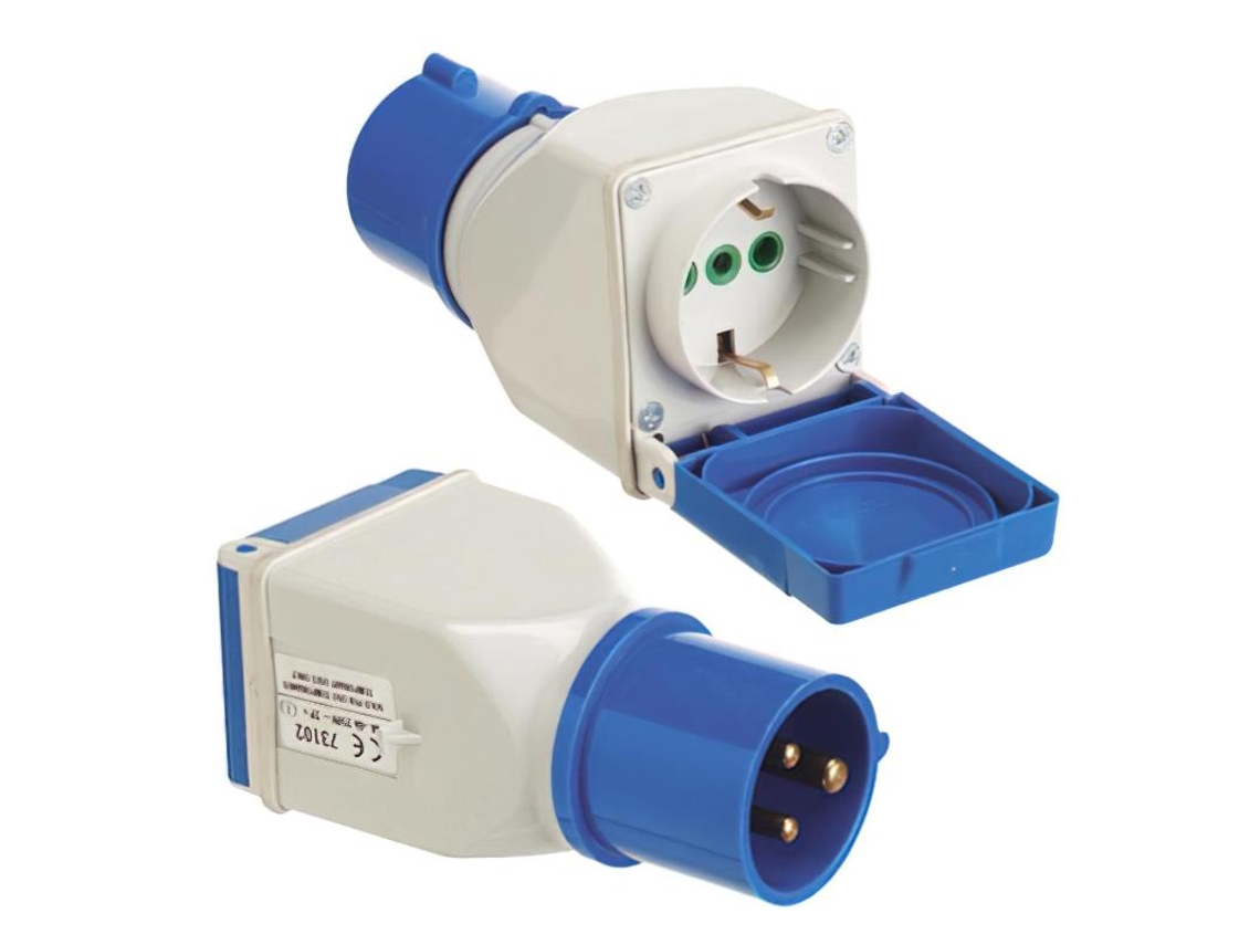 Adaptador industrial WOLFPACK LINEA PROFESIONAL cetac-schuko simple 2p con tapa (1 unidad)
