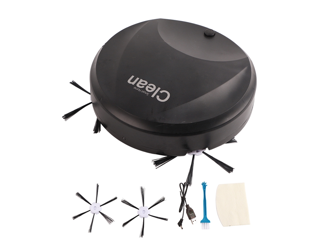 Aspiradora robótica inteligente inalámbrica y silenciosa con carga USB para limpieza y fregado automático de pisos.
