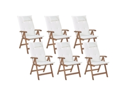 Conjunto De 6 Cadeiras De Exterior Ajustáveis Beliani Amantea De Madeira De Acácia Castanho 54x69x105