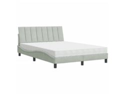 Maison Exclusive - Cama Con Colchón Hanko Terciopelo Gris Claro 120x200 Cm